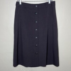 J JILL Skirt Brown WOOL Button Front A Line MIDI Neutral Wardrobe Staple 8P